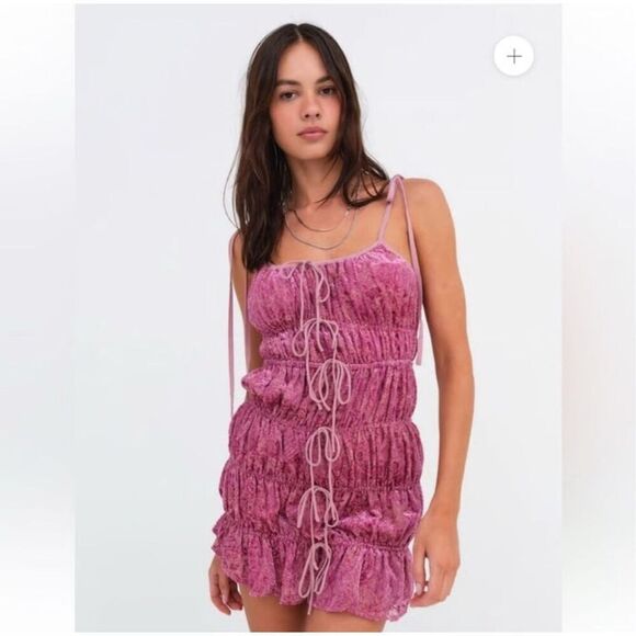 NWT For Love & Lemons Felicity Pink Mini Dress Size XS - Picture 3 of 9
